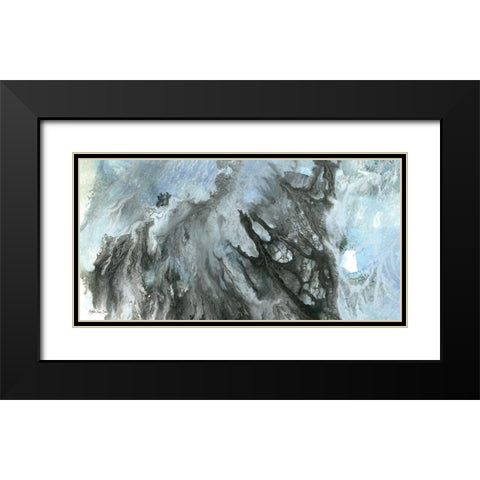 Marbled 2 Black Modern Wood Framed Art Print with Double Matting by Stellar Design Studio