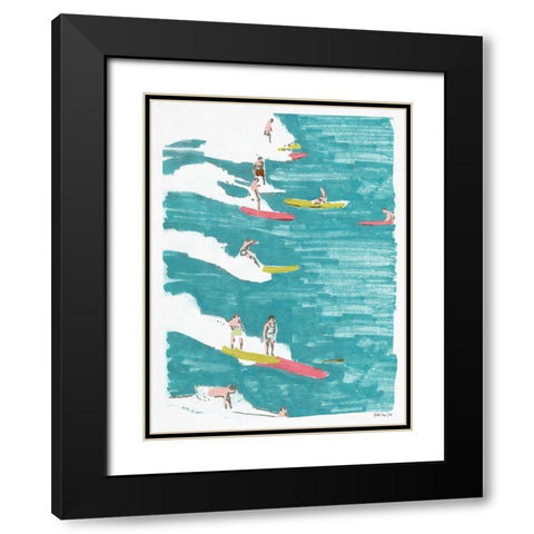 Surfs Up 2 Black Modern Wood Framed Art Print with Double Matting by Stellar Design Studio