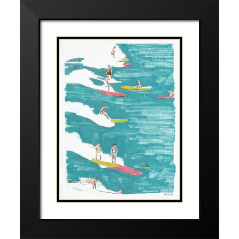 Surfs Up 2 Black Modern Wood Framed Art Print with Double Matting by Stellar Design Studio