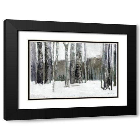 Winter Forest Black Modern Wood Framed Art Print with Double Matting by Stellar Design Studio