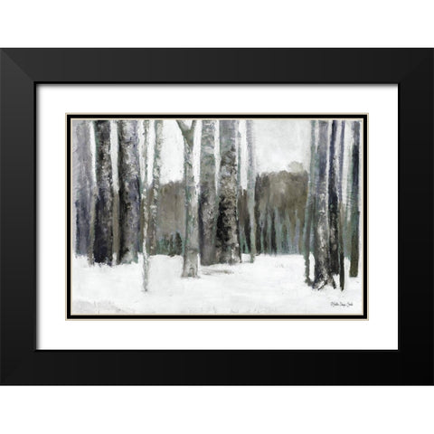 Winter Forest Black Modern Wood Framed Art Print with Double Matting by Stellar Design Studio