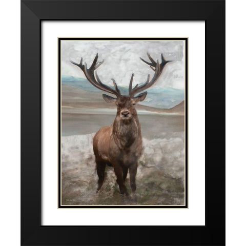 Grand Elk 1 Black Modern Wood Framed Art Print with Double Matting by Stellar Design Studio