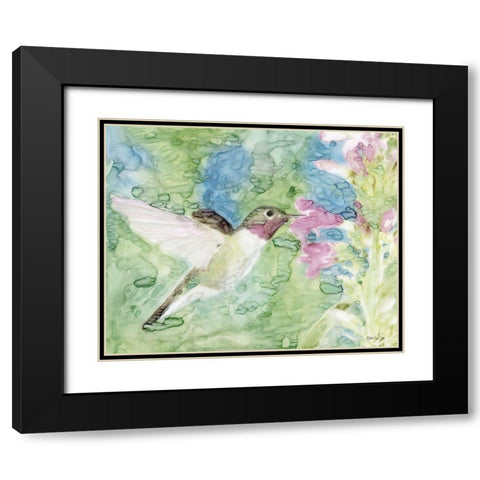 Hummingbird 1 Black Modern Wood Framed Art Print with Double Matting by Stellar Design Studio
