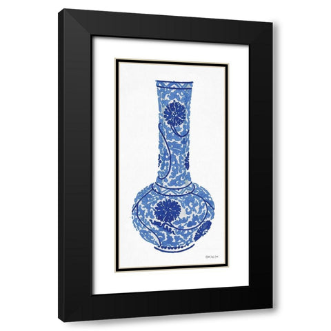 Blue and White Vase 1 Black Modern Wood Framed Art Print with Double Matting by Stellar Design Studio