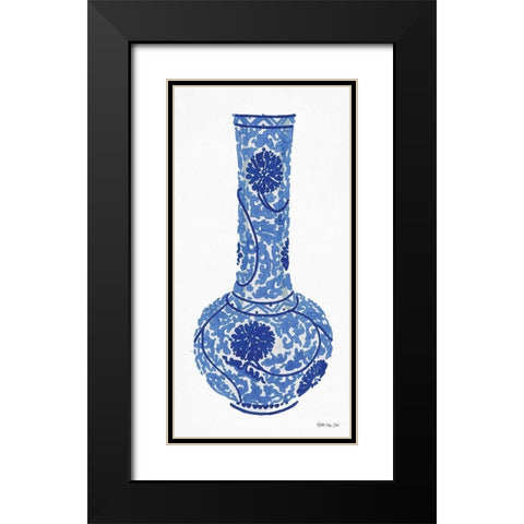 Blue and White Vase 1 Black Modern Wood Framed Art Print with Double Matting by Stellar Design Studio