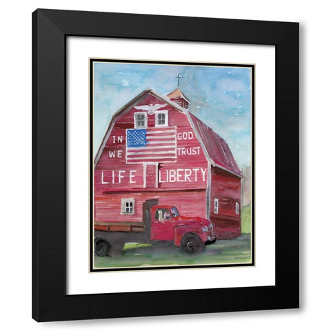 Life and Liberty Barn Black Modern Wood Framed Art Print with Double Matting by Stellar Design Studio