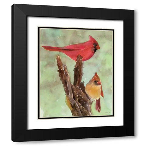 Cardinal 1 Black Modern Wood Framed Art Print with Double Matting by Stellar Design Studio