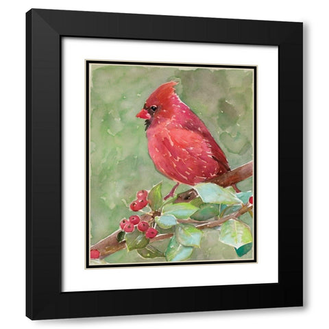 Cardinal 2 Black Modern Wood Framed Art Print with Double Matting by Stellar Design Studio