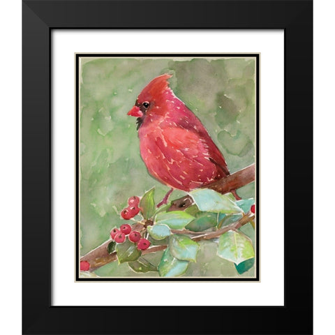 Cardinal 2 Black Modern Wood Framed Art Print with Double Matting by Stellar Design Studio