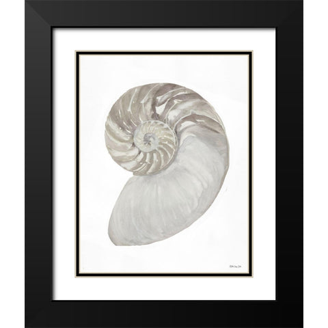 Neutral Shell 2 Black Modern Wood Framed Art Print with Double Matting by Stellar Design Studio