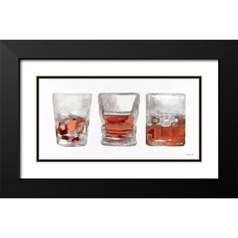 Bourbon Glasses 1 Black Modern Wood Framed Art Print with Double Matting by Stellar Design Studio