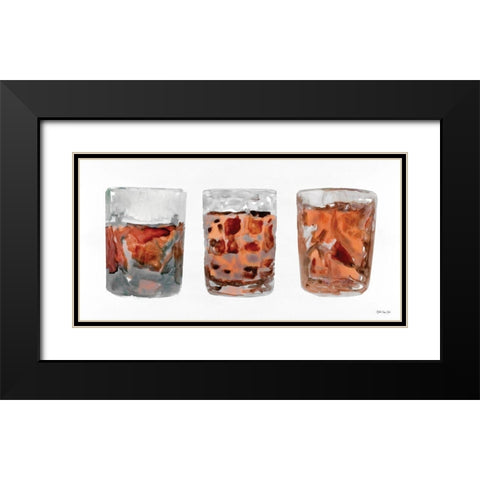 Bourbon Glasses 2 Black Modern Wood Framed Art Print with Double Matting by Stellar Design Studio