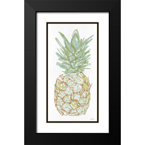 Sketchy Pineapple 2 Black Modern Wood Framed Art Print with Double Matting by Stellar Design Studio