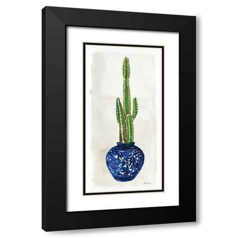 Cacti in Blue Pot 1   Black Modern Wood Framed Art Print with Double Matting by Stellar Design Studio