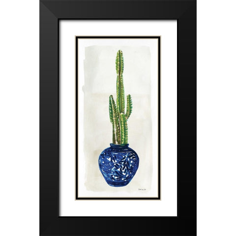 Cacti in Blue Pot 1   Black Modern Wood Framed Art Print with Double Matting by Stellar Design Studio