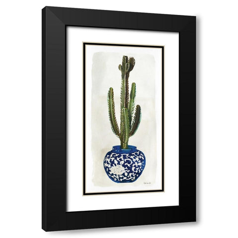 Cacti in Blue Pot 2    Black Modern Wood Framed Art Print with Double Matting by Stellar Design Studio