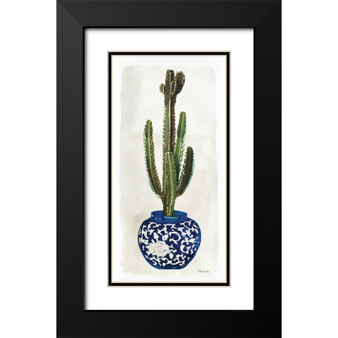 Cacti in Blue Pot 2    Black Modern Wood Framed Art Print with Double Matting by Stellar Design Studio