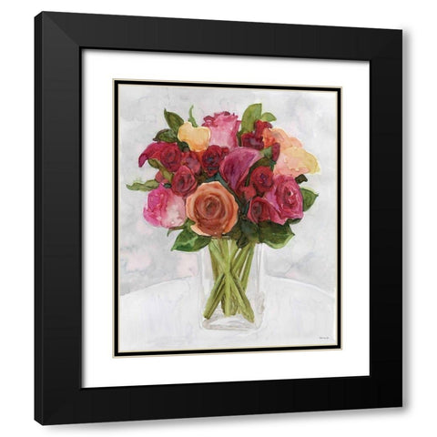 Vase with Flowers II Black Modern Wood Framed Art Print with Double Matting by Stellar Design Studio