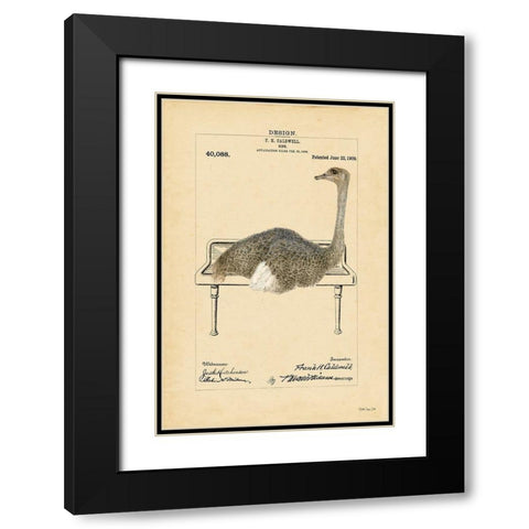 Ostrich in Sink Black Modern Wood Framed Art Print with Double Matting by Stellar Design Studio