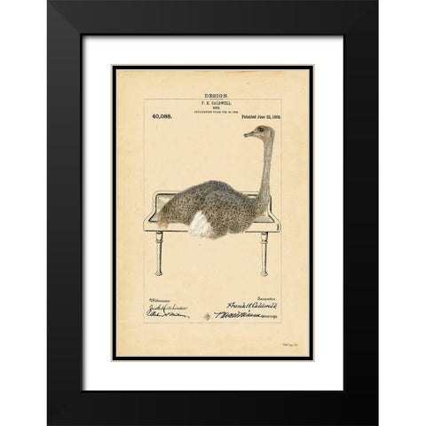 Ostrich in Sink Black Modern Wood Framed Art Print with Double Matting by Stellar Design Studio