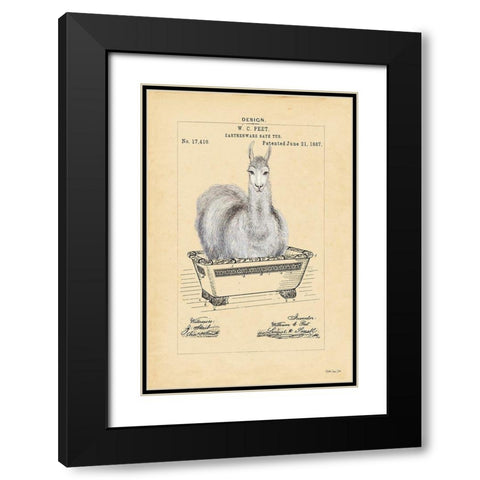 Llama in Tub Black Modern Wood Framed Art Print with Double Matting by Stellar Design Studio