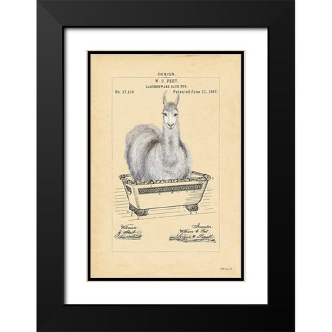 Llama in Tub Black Modern Wood Framed Art Print with Double Matting by Stellar Design Studio