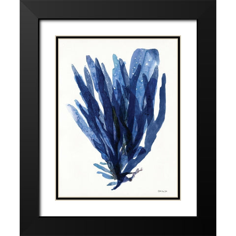 Transparent Indigo Sea Grass II Black Modern Wood Framed Art Print with Double Matting by Stellar Design Studio