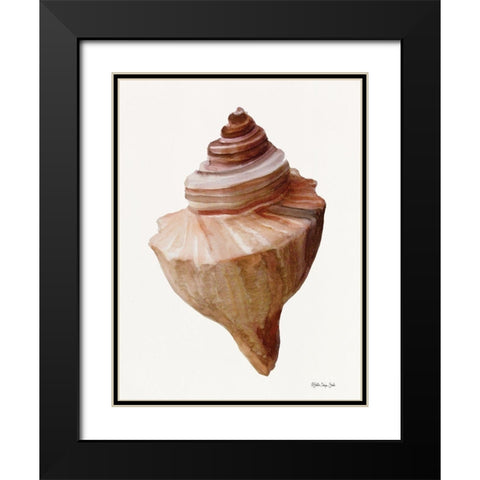 Neutral Shell Collection 4 Black Modern Wood Framed Art Print with Double Matting by Stellar Design Studio