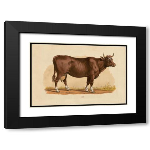 Cow Black Modern Wood Framed Art Print with Double Matting by Stellar Designs Studio