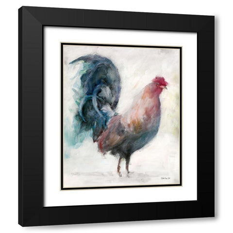 Transitional Rooster I Black Modern Wood Framed Art Print with Double Matting by Stellar Design Studio