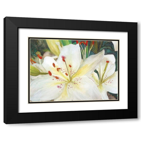 Macro Lilies Black Modern Wood Framed Art Print with Double Matting by Stellar Designs Studio