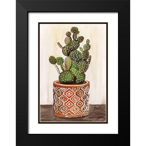 Potted Cactus I Black Modern Wood Framed Art Print with Double Matting by Stellar Designs Studio