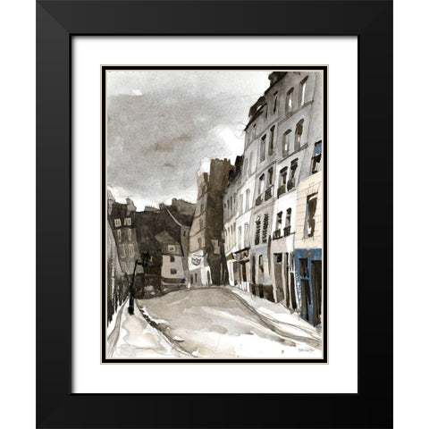 Paris Street 1 Black Modern Wood Framed Art Print with Double Matting by Stellar Design Studio