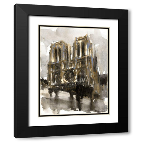 Paris Street 3 Black Modern Wood Framed Art Print with Double Matting by Stellar Design Studio