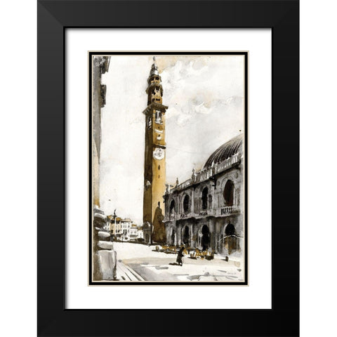 Paris Street 5 Black Modern Wood Framed Art Print with Double Matting by Stellar Design Studio