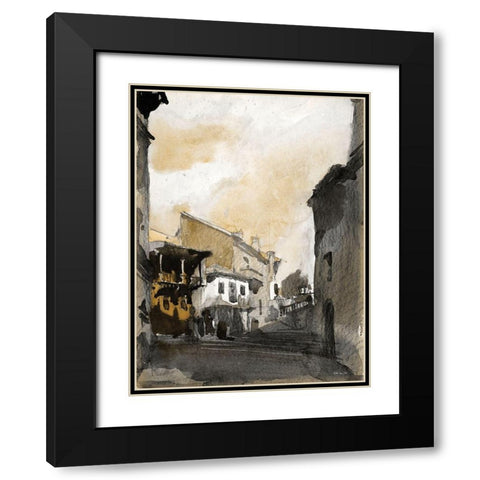 Paris Street 6 Black Modern Wood Framed Art Print with Double Matting by Stellar Design Studio