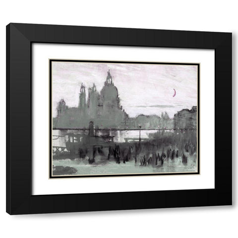 Venice Moonlight Black Modern Wood Framed Art Print with Double Matting by Stellar Design Studio