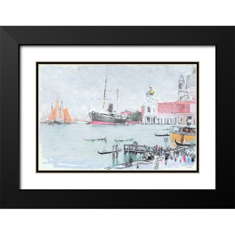 Port of Venice Black Modern Wood Framed Art Print with Double Matting by Stellar Design Studio