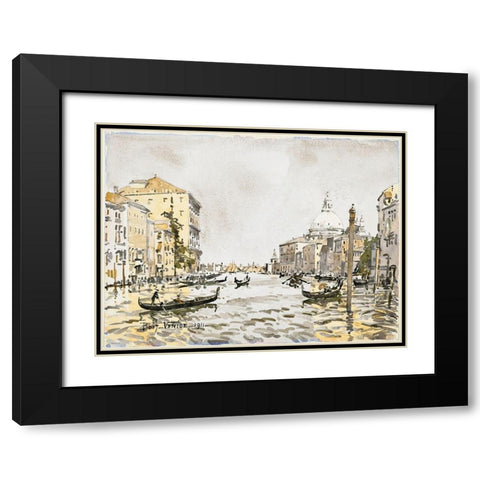 Afternoon on the Great Canal Black Modern Wood Framed Art Print with Double Matting by Stellar Design Studio