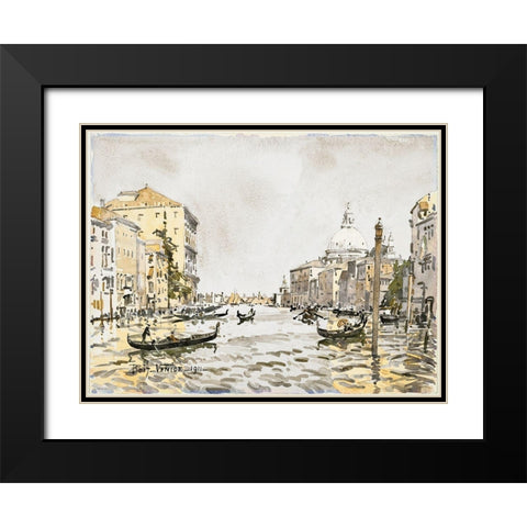 Afternoon on the Great Canal Black Modern Wood Framed Art Print with Double Matting by Stellar Design Studio