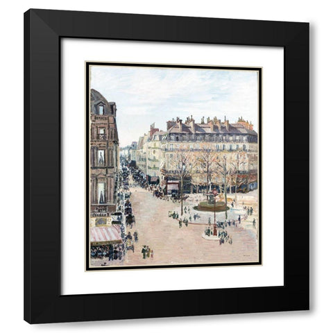 La Rue Saint Honore Black Modern Wood Framed Art Print with Double Matting by Stellar Design Studio