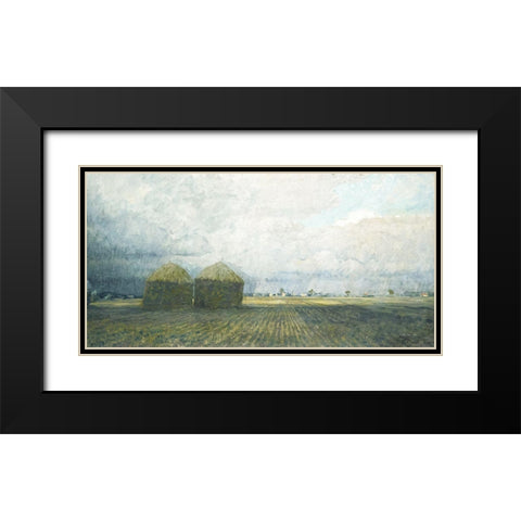 Hayfields Black Modern Wood Framed Art Print with Double Matting by Stellar Design Studio