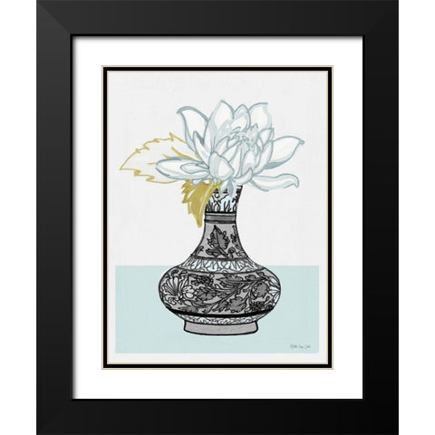Flower Vase with Pattern I Black Modern Wood Framed Art Print with Double Matting by Stellar Design Studio