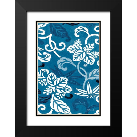 Cobalt Pattern I Black Modern Wood Framed Art Print with Double Matting by Stellar Design Studio