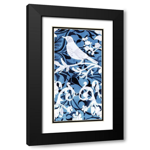 Cobalt Pattern II Black Modern Wood Framed Art Print with Double Matting by Stellar Design Studio