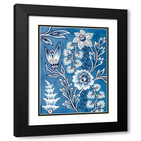 Floral Tapestry Study Black Modern Wood Framed Art Print with Double Matting by Stellar Design Studio