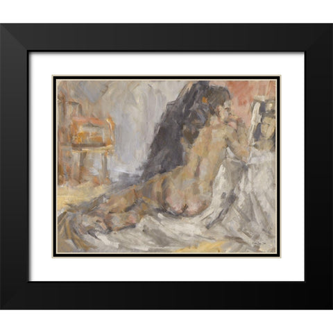 Reclining Figure Black Modern Wood Framed Art Print with Double Matting by Stellar Design Studio