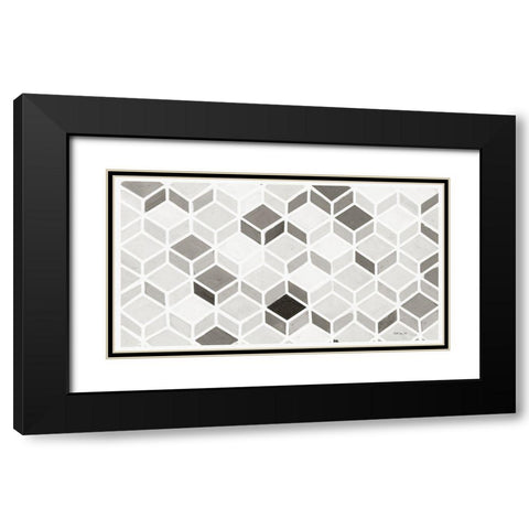 White and Gray Pattern     Black Modern Wood Framed Art Print with Double Matting by Stellar Design Studio