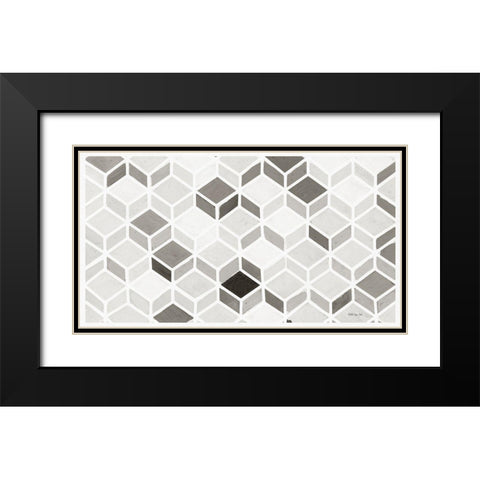 White and Gray Pattern     Black Modern Wood Framed Art Print with Double Matting by Stellar Design Studio