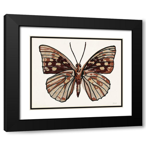 Papillon 1 Black Modern Wood Framed Art Print with Double Matting by Stellar Design Studio